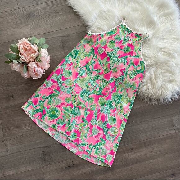 Lilly Pulitzer Mila Raz Berry Catty Shack Pearl Lace Pink & Green Shift Dress - Picture 6 of 8